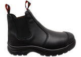 Mens KingGee Black Tradie Gusset Steel Cap Safety Boots With Scuff Cap