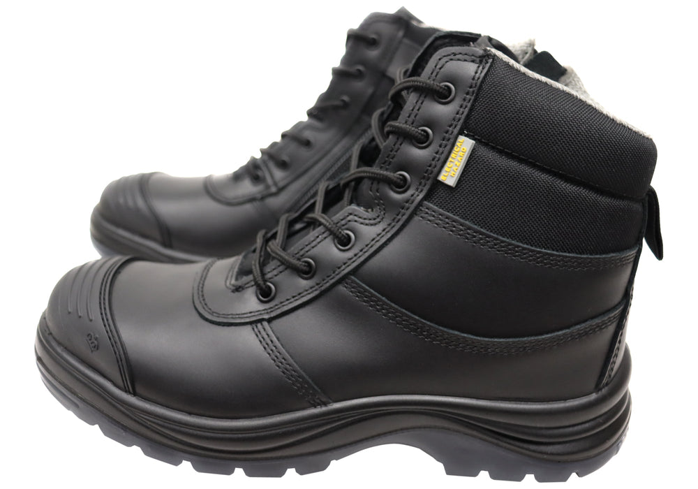 Mens KingGee Black Tradie Zip Lace Composite Safety Work Boots